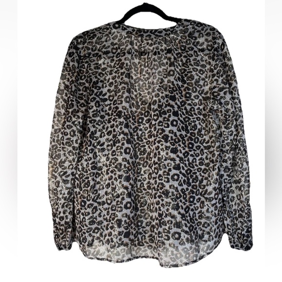 Velvet By Graham & Spencer Peyton Leopard Blouse TUNIC Womens Sz XS metallic - Picture 5 of 14